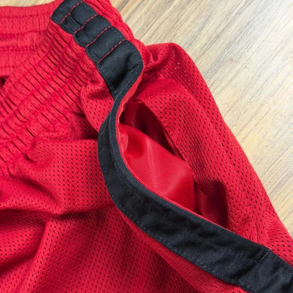 Vintage‎ Nike Basketball Mesh Shorts Mens Small Red Black Striped Y2K Baggy